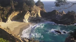 Relaxing 3 Hour Video of a Waterfall on an Ocean Beach at Sunset