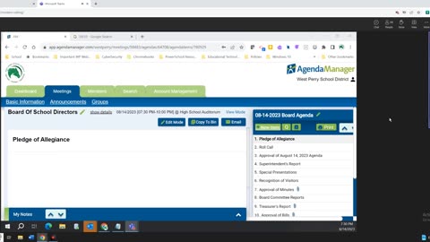 8-14-23 West Perry School Board Mtg