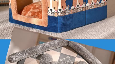 "Cozy Winter Retreat for Your Furry Friend: Foldable Dog House Kennel Bed Mat"