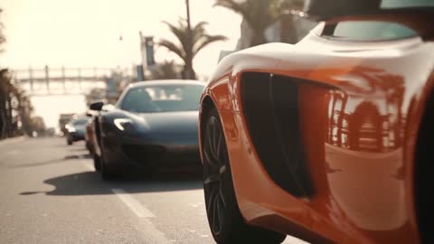 Luxury Sports Cars Passing on the Street