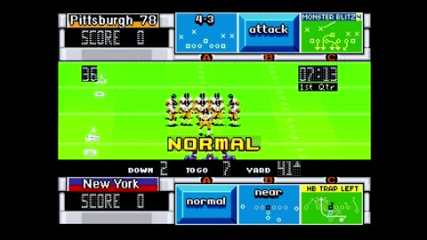 Madden93 (Sega Genesis) Pittsburgh 78 vs New York Part1