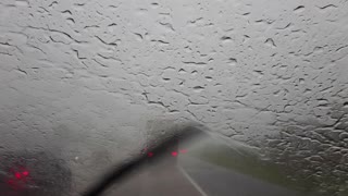 Driving in the heavy rain