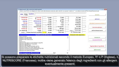 Etichettatura nutrizionale - Nutriscore - FoP - Aggiornamento Database