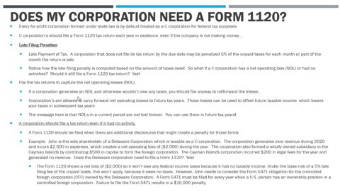 Does My Corporation Need a Form 1120 Tax Return with No Activity?