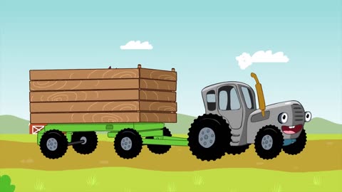 THE BLUE TRACTOR | IN THE FIELDS | Nursery rhymes and kids songs