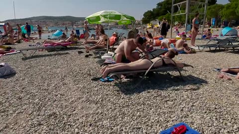 CROATIA Beach Walk 4K VODICE Summer Coastal Walking Croatian Bikini Beach Fashion