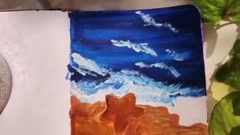 How to Draw a Easy Seashore Painting |Beach Acrylic Painting |180 GSM Sketchbook |MENORAH STATIONERY