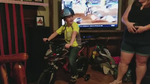 Unwrapping His New Bicycle