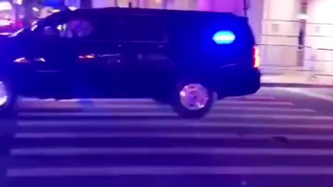 President Trump’s motorcade leaving the National Republican Congressional Committee dinner