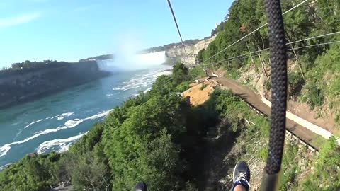 New Niagara Falls Zipline Ride Canada First Person Video!