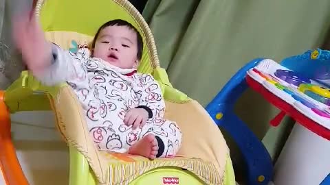 Baby commanding and greeting