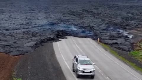 the main highway leading to the Icelandic town of Grindavik became impassable