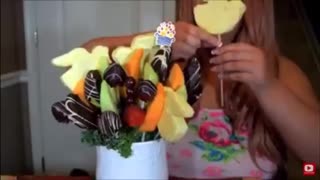 Asmr eating edible arrangements dessert