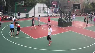 Unexpected Pass Turns into Points Basketball China street ball