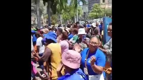 Former PEP employees picket at Durban city hall.