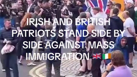 Irish ☘️ And British 🏴󠁧󠁢󠁥󠁮󠁧󠁿 Patriots Stand Side By Side VS Immigrant Attackers