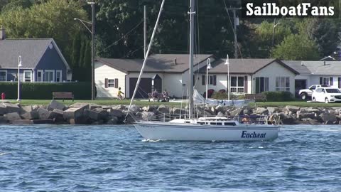 ENCHANT Sailboat Light Cruise Under Bluewater Bridges In Great Lakes