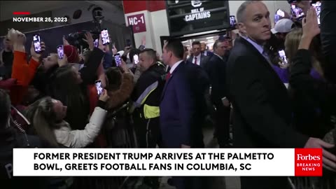 BREAKING NEWS: Former President Trump Arrives At Palmetto Bowl In SC, Crowd Chants 'USA! USA!'