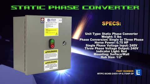 Static Phase Converter - Single Phase to 3 Phase 240V Industrial Electronics