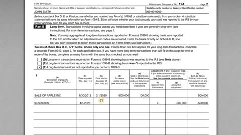 Form 8949 Reporting for Qualified Opportunity Zones