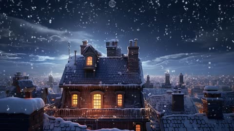 Soothing Snow and Music ❄️ Winter Serenity Rooftop: A Melodic Escape