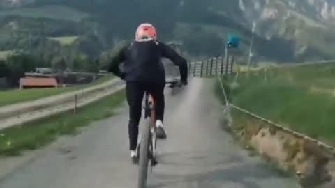 This teenager rides a bike so hard