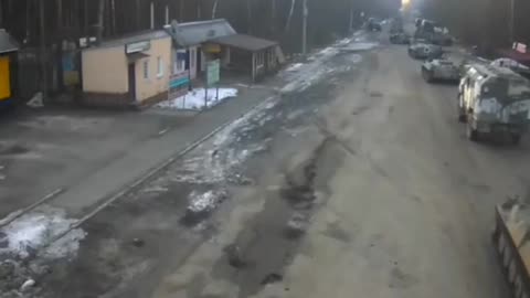 Russian troops crossing "The Senkivka-Veselivka" checkpoint at "The Belarusian-Ukrainian Border"