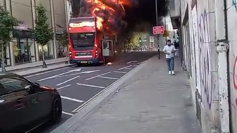A Bus on fire in Liverpool, UK 🇬🇧
