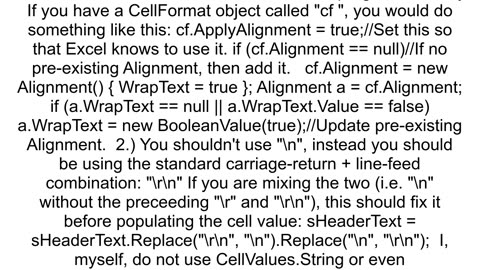 How to insert line break within OPENXML spreadsheet cell