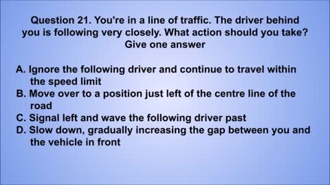 Free Official DVSA Driving Theory Car Mock Test 50 Questions & Answers 2022 Updated UK #3