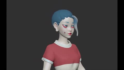 Ghost punk SKEENgirlzbrush sculpting process quick overview 6