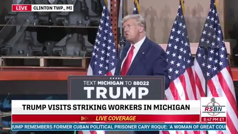 President Donald Trump in Michigan: "Under a Trump administration, gasoline engines will be allowed,