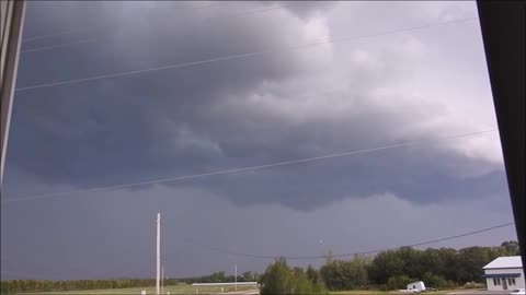 Huge Rain Storm With Extremely Low Clouds Rolling Over Grunthal Manitoba