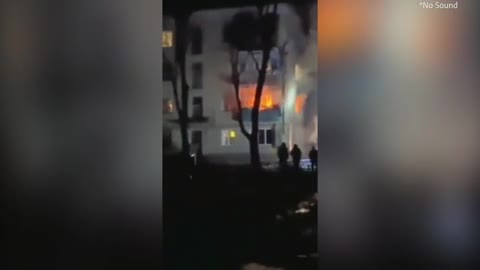 appears to show rocket blast at residential building in Chernihiv