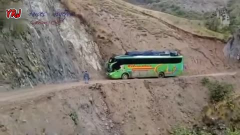 Crazy Bus VS Dangerous roads | Bus almost falls off the cliff, you would not have the courage