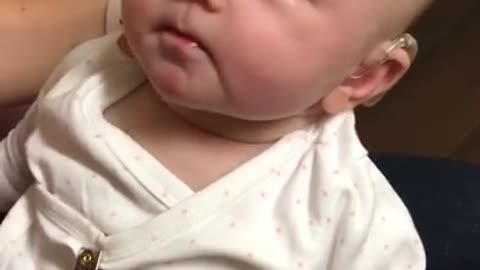 Baby emotional response to hearing for the first time ❤