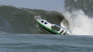 Boat Gets Sucked in by Massive Wave