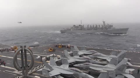 USS Abraham Lincoln Conducts a Vertical Replenishment at Sea MEDITERRANEAN SEA 04.22.2019
