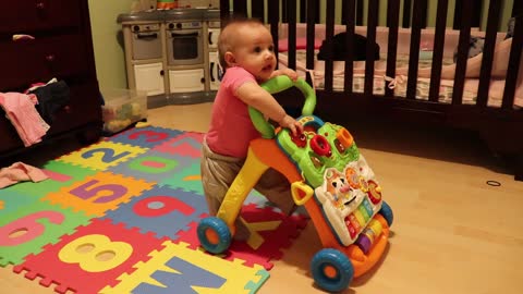 Baby Exploring Walker - Will she take some steps?