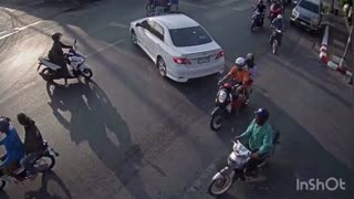 Car Hits Scooter- It's Like They Came Out Of Nowhere