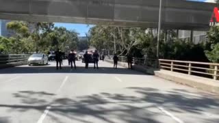Los Angeles, Happening Now: POLICE again fend off protestors attempt on entering freeway,