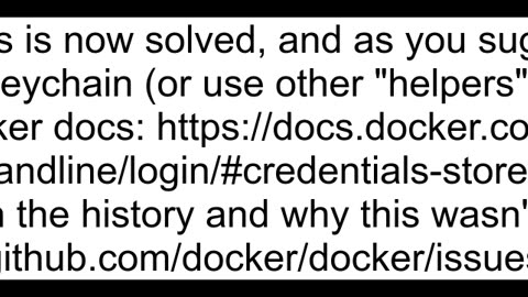 Why docker login command saves unencrypted password on my computer