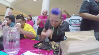 100 pound mom wins Hamburger Eating Contest