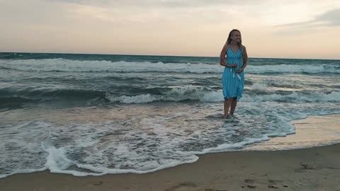 Girl running on the beach