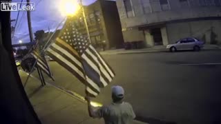 He Has Nothing Better To Do Than Burning Blue Line American Flags