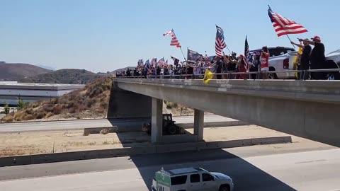 Trump Supporters on Freeway Overpass in California