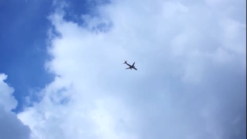 Ground Footage Of An Airplane Getting Struck By A Powerful Lightening Bolt