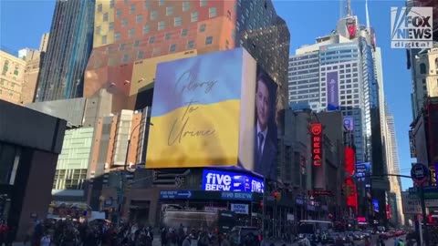 Zelensky is greeted in NYC with "Glory to Urine" message instead of "Glory to Ukraine"