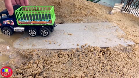 Truck crossing on Deep Water with Animals Toys