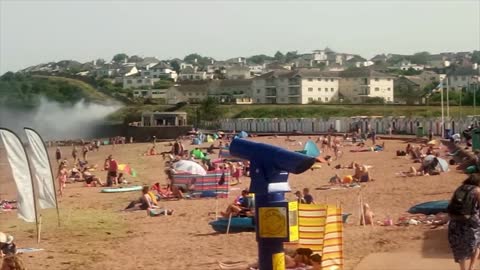 Goodrington Beach Fire Caused by the Steam Train in Heatwave